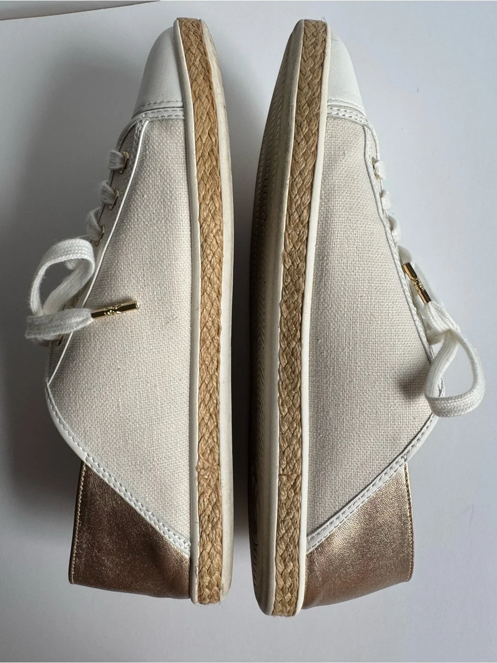 Michael Kors Cream and Gold Lace-Up Sneakers